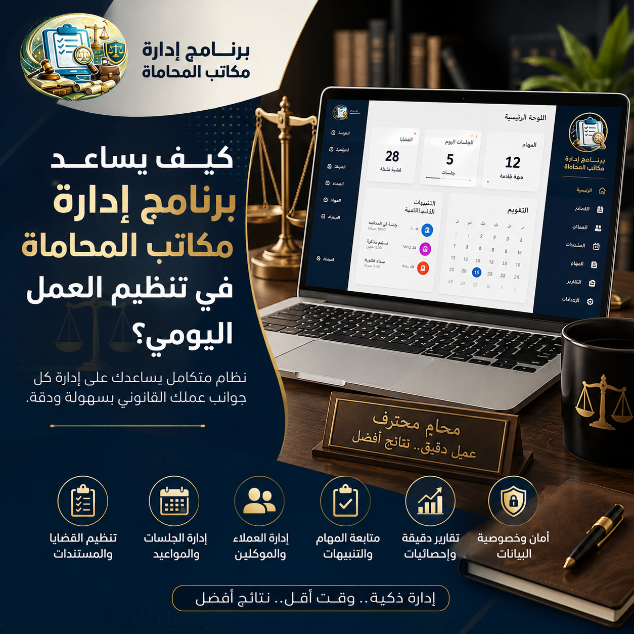 كيف يساعد برنامج إدارة مكاتب المحاماة في تنظيم العمل اليومي؟